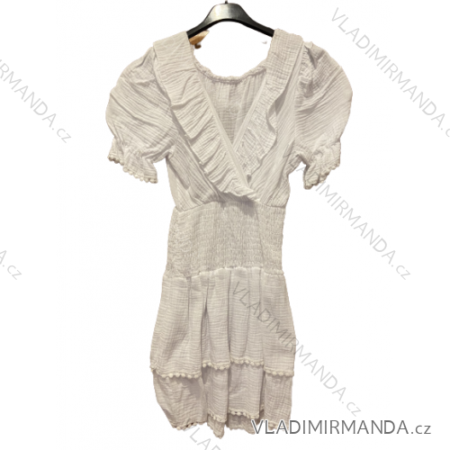 Šaty košilové dlouhý rukáv dámské (S/M ONE SIZE) ITALSKÁ MÓDA IMWB22192 S/M white