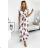 434-7 LISA Pleated midi dress with a neckline and frills - burgundy roses