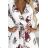 434-7 LISA Pleated midi dress with a neckline and frills - burgundy roses