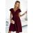 425-4 MATILDE Dress with a neckline and short sleeves - Burgundy color