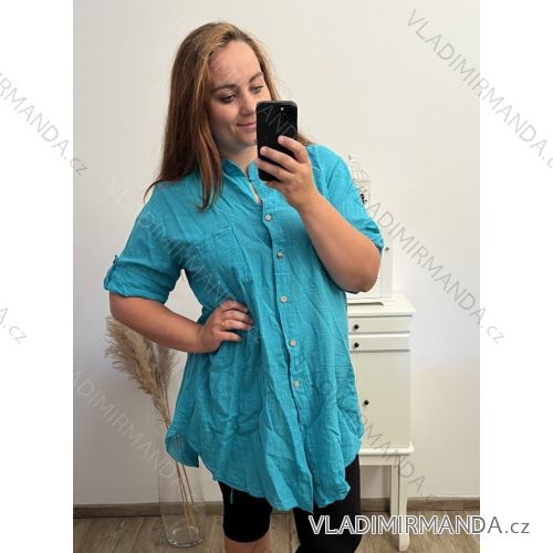 Women's Plus Size 3/4 Sleeve Shirt (XL/2XL/3XL ONE SIZE) ITALIAN FASHION IMB23PAOLA