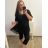 Women's Elegant Glitter Long Sleeve Dress (S/M/L/XL ONE SIZE) ITALIAN FASHION IMBM22010 black XL/2XL
