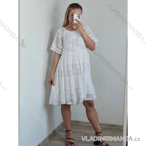 Women's Summer Cotton Short Sleeve Dress (S/M ONE SIZE) ITALIAN FASHION IM722253