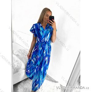 Women's Long Summer Short Sleeve Dress (S/M ONE SIZE) ITALIAN FASHION IMC23300/DU