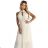 484-1 Pleated midi dress with a teardrop neckline - beige