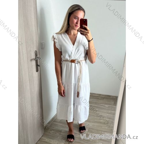 Summer dress short sleeve ladies (uni sl) ITALIAN Fashion IM818063 S/M white
