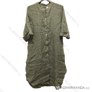 Oversized 3/4 Sleeve Women's Plus Size Shirt Dress (L/XL/2XL ONE SIZE) ITALIAN FASHION IM723ANNA/DU