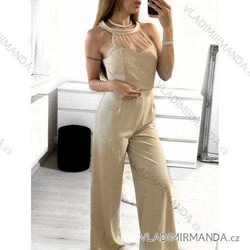Women's Summer Long Sleeveless Jumpsuit (S/M ONE SIZE) ITALIAN FASHION IMPSH232308/DU Beige