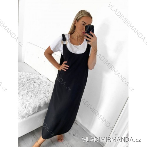 Šaty letní na ramínka s vodou dámské sportovní (uni m-l) ITALSKá MóDA IM420541 S/M black