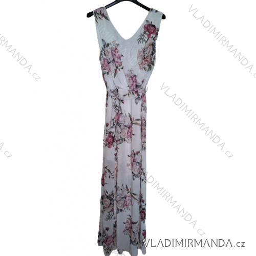 Women's long sleeveless summer dress (S / M ONE SIZE) ITALIAN FASHION IMD21551 S/M white
