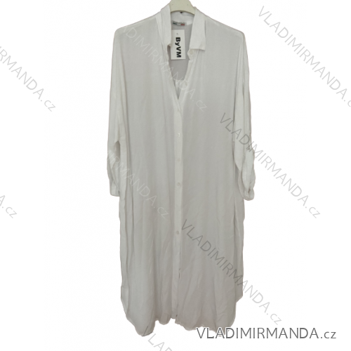 Šaty košilové oversize krátký rukáv dámské nadrozměr (XL/2XL ONE SIZE) ITALSKá MODA IM723005 2XL/3XL white
