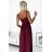460-2 JOVITE brocade long dress on straps with a slit to the leg - Burgundy color