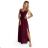 460-2 JOVITE brocade long dress on straps with a slit to the leg - Burgundy color