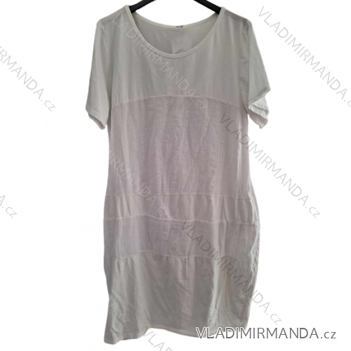 Šaty košilové oversize krátký rukáv dámské nadrozměr (XL/2XL ONE SIZE) ITALSKá MODA IM723005 XL/2XL white