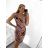 Women's Lace Cotton Short Sleeve Dress (S/M ONE SIZE) ITALIAN FASHION IMM23M7267 S/M Brown