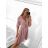 Women's Long Elegant Muslin Long Sleeve Dress (S/M ONE SIZE) ITALIAN FASHION IMWGB232515