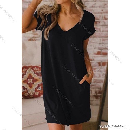 Women's Cotton Short Sleeve Summer Dress (S / M / L / XL ONE SIZE) ITALIAN FASHION IMD22472 M / L black