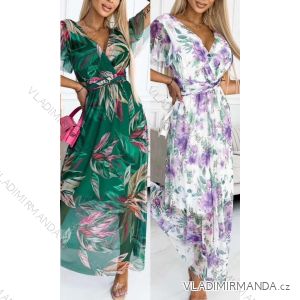 Women's Long Chiffon Short Sleeve Dress (S/M ONE SIZE) ITALIAN FASHION IMWGS231048