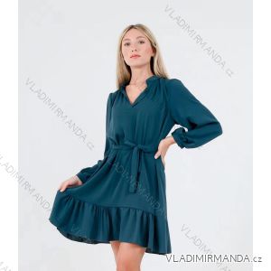 Women's Elegant Belt Long Sleeve Dress (S/M ONE SIZE) ITALIAN FASHION IMM23UN6139