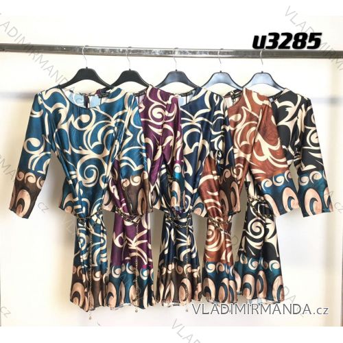 Women's Elegant Belt Long Sleeve Dress (S/M ONE SIZE) ITALIAN FASHION IMM23UN6139