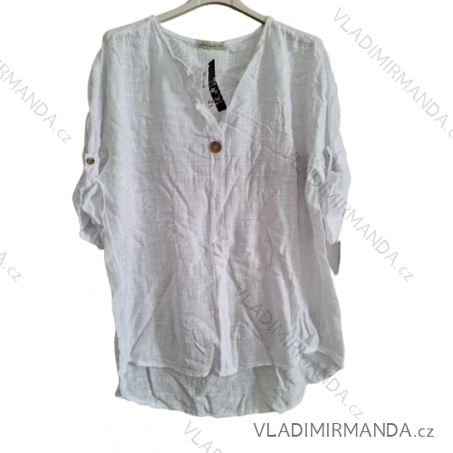 Women's long sleeve shirt tunic oversized (L / XL ONE SIZE) ITALIAN FASHION IMD211065 XL/2XL white