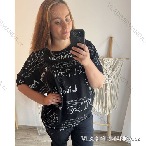 Shirt 3/4 sleeve ladies strip (4XL/5XL ONE SIZE) ITALSKÁ MÓDA IM422026