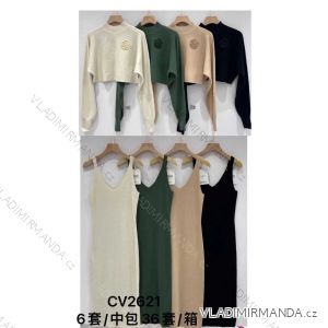 Women's ribbed summer dress with straps (S/ML/XL ONE SIZE) MB2123Z220