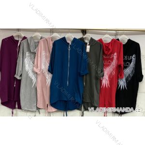 Women's Plus Size Zipper Long Sleeve Hoodie Long Sleeve (2XL/3XL ONE SIZE) ITALIAN FASHION IMC23345