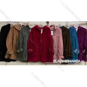 Women's Plus Size Zipper Hoodie Long Sleeve (2XL/3XL ONE SIZE) ITALIAN FASHION IMC23382