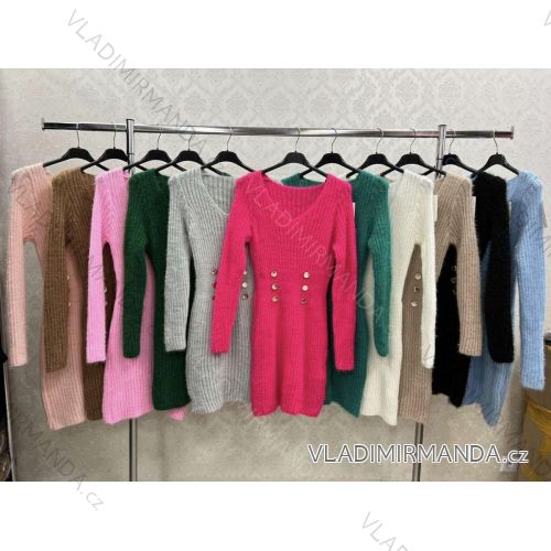 Women's Elegant Knitted Long Sleeve Dress (S/M ONE SIZE) ITALIAN FASHION IMWKK224078