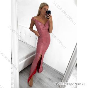 Šaty dlouhé elegantní společenské třpytivé carmen dámské (S/M ONE SIZE) ITALSKÁ MÓDA IMM2251196