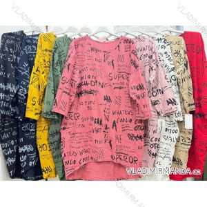 Shirt 3/4 sleeve ladies strip (4XL/5XL ONE SIZE) ITALSKÁ MÓDA IM422FLUFF