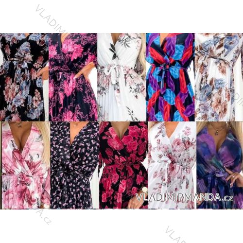 Women's Long Chiffon Short Sleeve Dress (S/M ONE SIZE) ITALIAN FASHION IMWGS231048