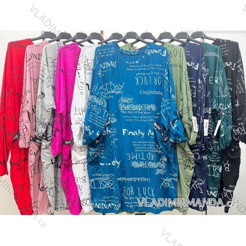 Shirt 3/4 sleeve ladies strip (4XL/5XL ONE SIZE) ITALSKÁ MÓDA IM422FLUFF