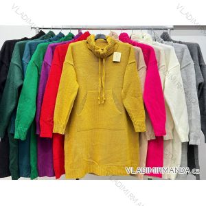 Women's Plus Size Knitted Turtleneck Long Sleeve Dress (2XL/3XL ONE SIZE) ITALIAN FASHION IM423608