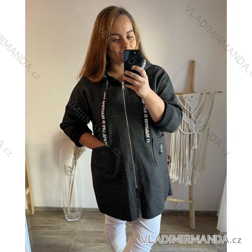 Women's Plus Size Oversize Zipper Hooded Coat (2XL/3XL/4XL ONE SIZE) ITALIAN FASHION IM323BEAUTIFUL