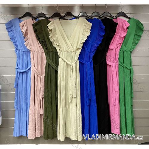 Women's Long Chiffon Short Sleeve Dress (S/M ONE SIZE) ITALIAN FASHION IMWGS231048