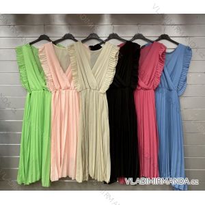 Women's Long Pleated Chiffon Sleeveless Dress (S/M ONE SIZE) ITALIAN FASHION IMWGS232614