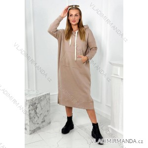Long insulated dress with a hood, dark beige