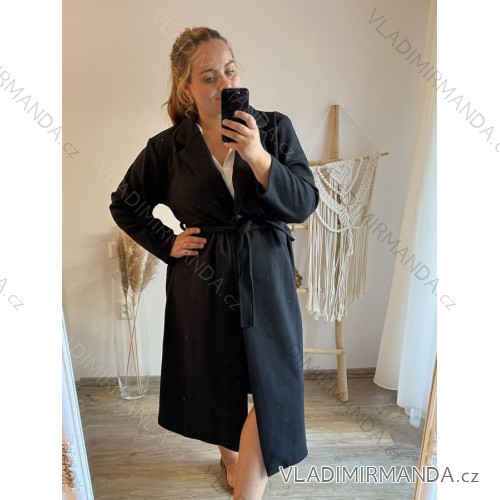Women's Plus Size Long Sleeve Coat (3XL/4XL ONE SIZE) ITALIAN FASHION IMWQ233045 black 3xl / 4xl