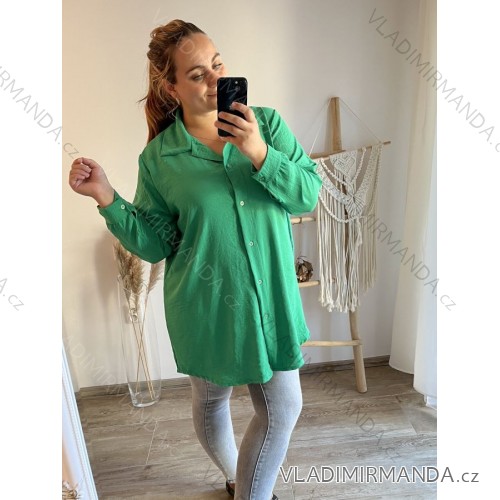 Tunika dlouhý rukáv dámská nadrozměr (3XL/4XL ONE SIZE) ITALSKÁ MÓDA IMWQ21199 light green 3xl / 4xl