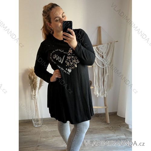 Tunic / blouse long sleeve women's oversized (3XL / 4XL ONE SIZE) ITALIAN FASHION IMWQ2191650 black 3xl / 4xl