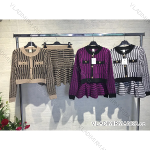 Women's Long Sleeve Elegant Skirt and Blazer Set (S/M ONE SIZE) ITALIAN FASHION IMPGM234541