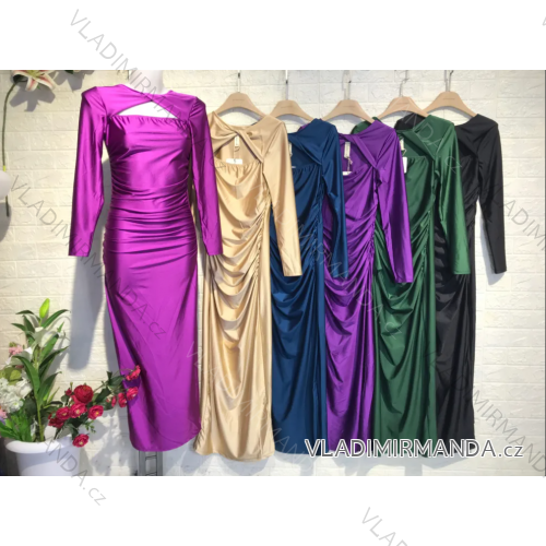 Women's Long Elegant Long Sleeve Dress (S/M ONE SIZE) ITALIAN FASHION IMPGM2316482