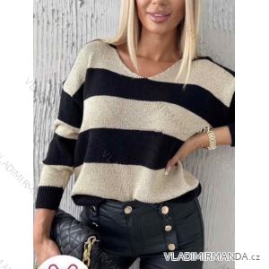 Sweater Knitted Slim Long Sleeve Women's Stripe (S/M ONE SIZE) ITALIAN FASHION IMWAE23017