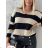Sweater Knitted Slim Long Sleeve Women's Stripe (S/M ONE SIZE) ITALIAN FASHION IMWAE23017