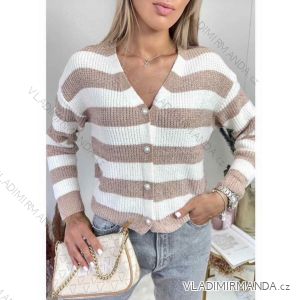 Button Knitted Sweater Long Sleeve Women's Stripe (S/M ONE SIZE) ITALIAN FASHION IMWAE23033