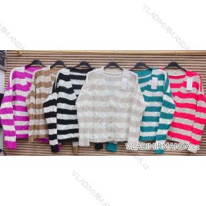 Button Knitted Sweater Long Sleeve Women's Stripe (S/M ONE SIZE) ITALIAN FASHION IMWAE23037