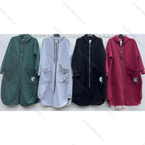 Women's Plus Size Long Sleeve Zipper Warm Long Sleeve Hoodie (2XL/3XL/4XL ONE SIZE) ITALIAN FASHION IMD23744