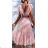 Women's Elegant Tulle Party Short Sleeve Dress (S/M ONE SIZE) ITALIAN FASHION IMM23M9663 S/M béžová